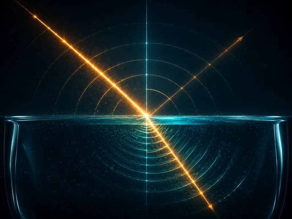 Prawo Snella — załamanie światła — ilustracja