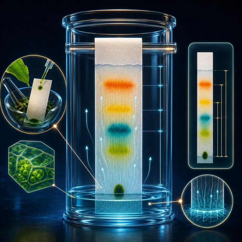 Chromatografia barwników roślinnych — rozdział chlorofilu i karotenów