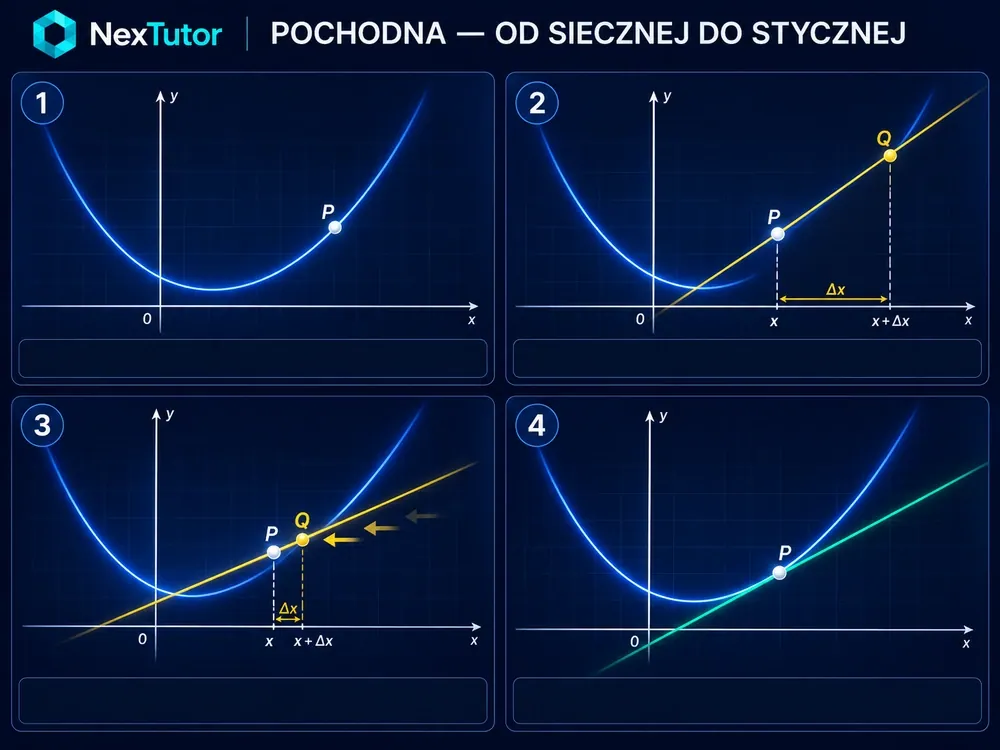 Pochodna — od siecznej do stycznej — storyboard krok po kroku
