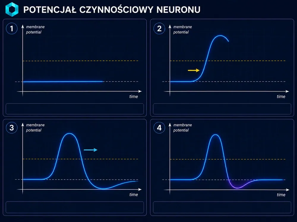 Potencjał czynnościowy — jak neuron przekazuje sygnał? — storyboard krok po kroku